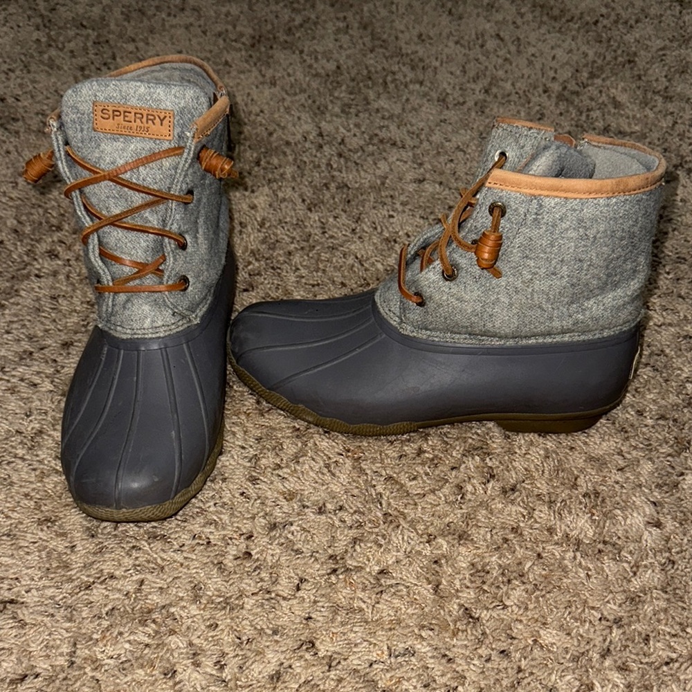 Sperry Charcoal and Tan Duck Boots